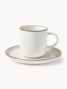 Chávenas de café em porcelana com pires Facile, conjunto de 2