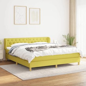 vidaXL Cama com molas/colchão 160x200 cm tecido verde