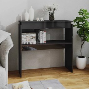 vidaXL Mesa consola 80x30x80 cm contraplacado cinzento brilhante