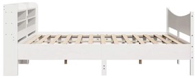 Estrutura de cama com cabeceira 200x200 cm pinho maciço branco
