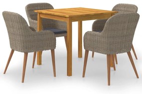 vidaXL 5 pcs conjunto de jantar para jardim castanho