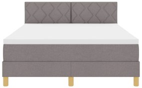 Cama Box com Colchão &amp; LED Taupe 140x200 cm Tecido