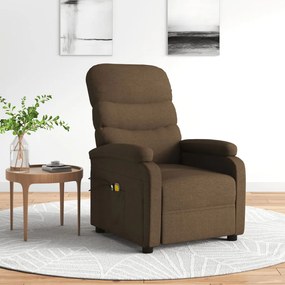 vidaXL Poltrona de massagens elétrica reclinável tecido castanho