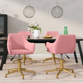 vidaXL Cadeiras de jantar giratórias 4 pcs veludo rosa