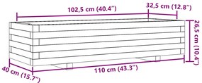 Vaso/floreira de jardim 110x40x26,5cm pinho maciço castanho-mel