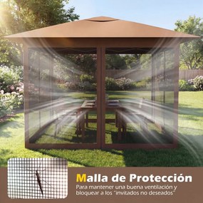 Tenda dobrável para exterior 350 x 350 x 250 cm (C x L x A), 4 paredes, malha, fechos de correr, ventilação superior, proteção solar, saco de transpor
