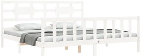 Cama sem colchão 200x200 cm madeira de pinho maciça branco