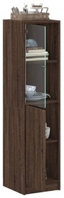 Aparador alto c/ porta de vidro 35x37x142 cm carvalho castanho