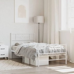 vidaXL Estrutura de cama com cabeceira e pés 90x200 cm metal branco