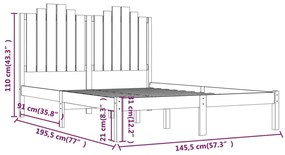 Estrutura de cama 140x190 cm pinho maciço
