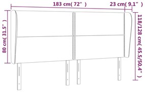 Cabeceira cama c/ abas couro artif. 183x23x118/128 cm cinzento