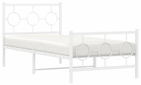 Estrutura de cama com cabeceira e pés 90x200 cm metal branco