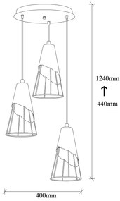 Chandelier Sivani Tel – Preto – Diâmetro 40 cm, Altura 124 cm