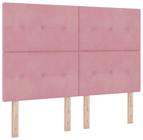 Cama de Veludo Rosa vidaXL 140x190 cm