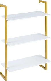 Prateleira suspensa 53 x 23 x 90 cm de 3 níveis para parede, pronta a montar, para cozinha, balcão de café, arrumação suspensa para sala, escritório e