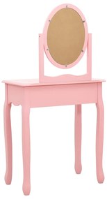 Toucador c/ banco 65x36x128 cm MDF e madeira de paulownia rosa