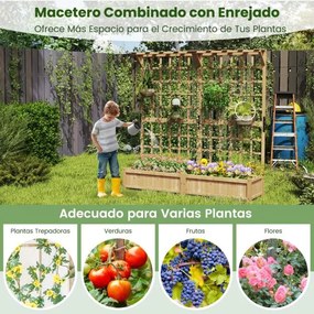 Floreira com treliça de madeira para jardim com telhado suspenso em treliça 2 caixas 180 x 48 x 183 cm Laranja