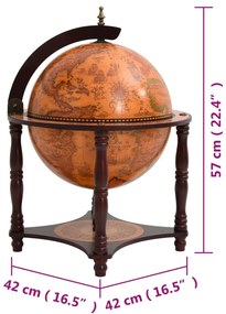 Garrafeira forma de globo madeira eucalipto maciça castanho