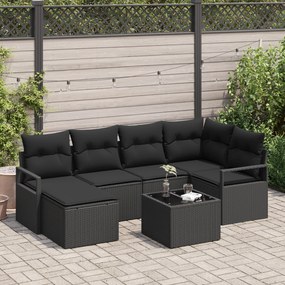 Conjunto de Sofá de Jardim vidaXL de 7 Peças com Almofadas em Rattan P