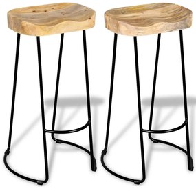 vidaXL Bancos de bar 2 pcs madeira de mangueira maciça