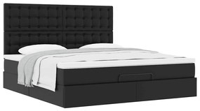 Estrutura de cama otomana com colchão 160x200 cm preta