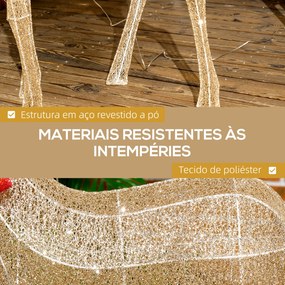 Reno Luminoso de Natal Decoração de Natal com 137 LEDs Branco Quente Iluminação Natalícia 66x25x135 cm Dourado