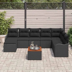 vidaXL Conjunto de Sofá de Jardim 9 pcs Preto