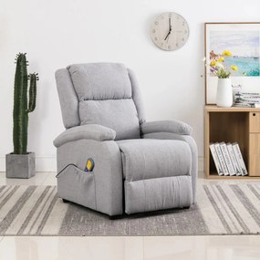 vidaXL Poltrona de massagens tecido cinzento-claro