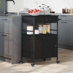 vidaXL Carrinho de Cozinha Carvalho Preto 56x43x89,5 cm Madeira de Engenharia
