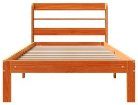 Cama sem colchão 75x190 cm madeira de pinho maciça castanho-mel