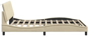 Estrutura de cama sem colchão 140x200 cm tecido cor creme