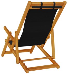 Cadeiras de Praia Dobráveis vidaXL 2 pcs Preto Madeira Sólida de Acáci