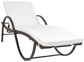 Espreguiçadeira com almofadão e mesa vime PE castanho