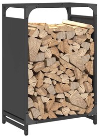 Suporte para lenha 44x28x65 cm aço laminado a frio preto