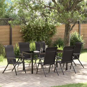 vidaXL Conjunto de Jantar de Jardim 7 Peças Preto Vime PE