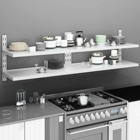 vidaXL Prateleiras de parede suspensas 2 pcs 200x30 cm aço inoxidável