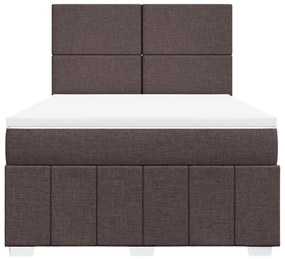 Cama com molas/colchão 160x200 cm tecido castanho-escuro