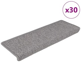 Tapetes escada adesivos aspeto sisal 30pcs 65x21x4 cm prateado