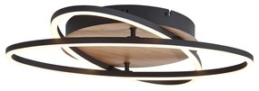 Plafon Preto com Madeira de Nogueira Incl. LED Regulável em 3 Níveis 2-Luzes - Kane Moderno