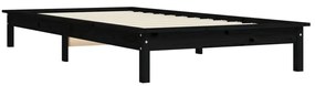 Estrutura de cama 100x200 cm pinho maciço preto