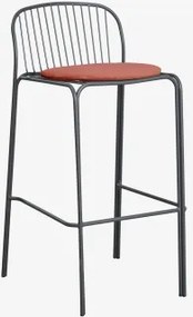 Pack De 4 Bancos Altos De Jardim Em Aço Anerina Cinza Grafito & ↑75 Cm & Terracota - Sklum