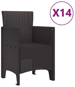 Conjunto de Jantar para Jardim 15 pcs Castanho Largo Vime &amp; Aço