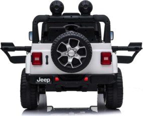 Carro elétrico para crianças até 5 anos Jeep Wrangler Rubicon, 12V, pneus EVA, com bateria de lítio, controlo remoto Branco