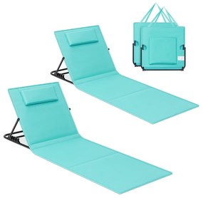 Conjunto de 2 espreguiçadeiras de praia com encosto ajustável Azul Celeste