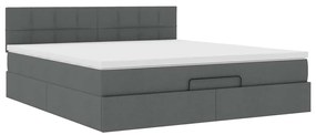 Estrutura de cama otomana com colchão tecido cinzento escuro