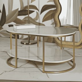 MESA DE CENTRO IZMIR 90X60X45 CM DOURADO E BRANCO