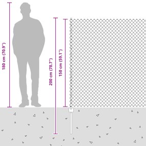 Cerca de Cadeia com 20 Postes U Prata 1.5x10 m Aço