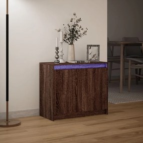 Aparador com luzes LED derivados de madeira carvalho castanho