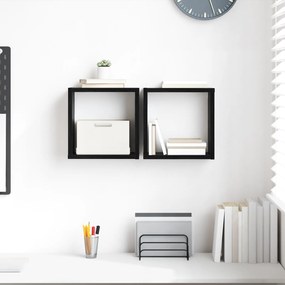 vidaXL Prateleiras de Parede Carvalho Preto MDF 26 x 15 x 26 cm