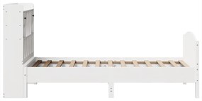 Cama com estante sem colchão 100x200 cm pinho maciço branco